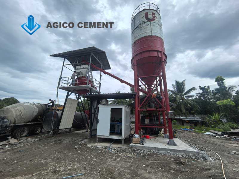 usina de concreto no local da obra da AGICO GROUP