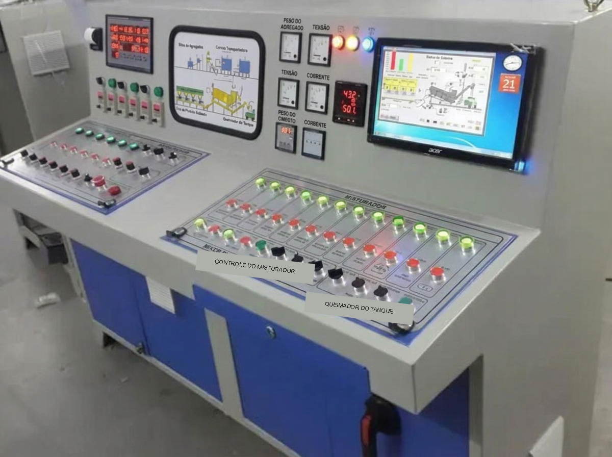 Painel de controle da usina RCC