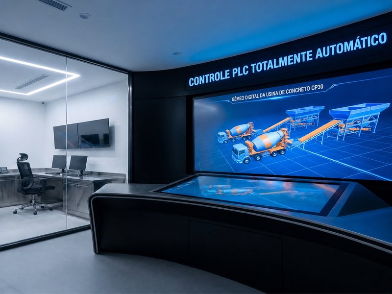 Usina de concreto CP30 com controle PLC totalmente automático
