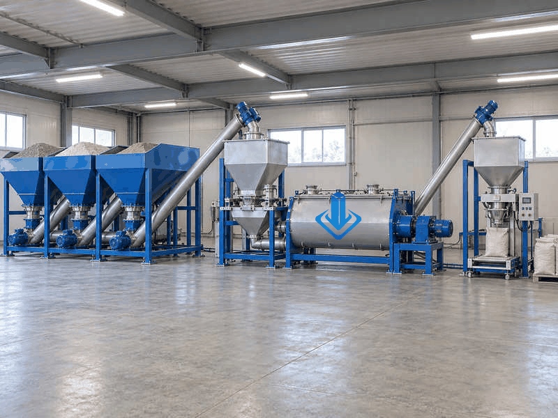 Usina de argamassa seca de 3 a 5 t h com configuração horizontal