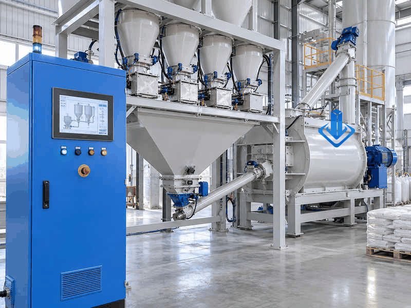 Usina de argamassa seca de 3 a 5 t h com controle centralizado por PLC