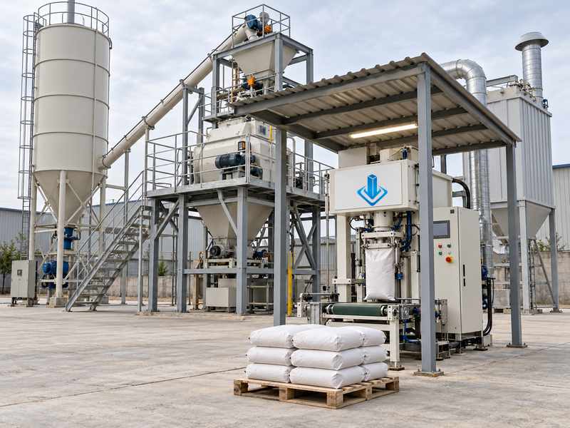 Linha de argamassa seca de 5 a 10 t/h com ensacamento em sacos valvulados